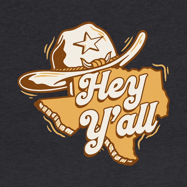 Retro Hey Y'all Texas // Vintage Texas Cartoon by SLAG_Creative